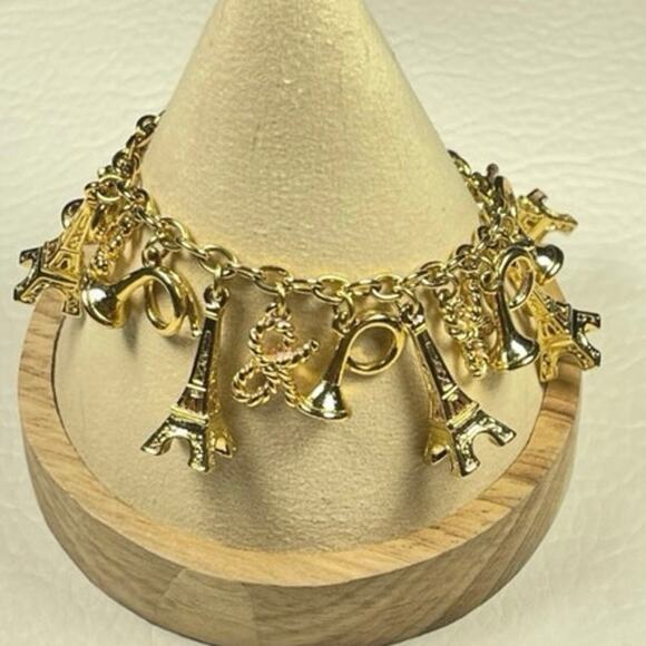 KATE SPADE Parisian Lights 12k Gold Plated Paris Eiffel Tower Charm Bracelet - Picture 8 of 8